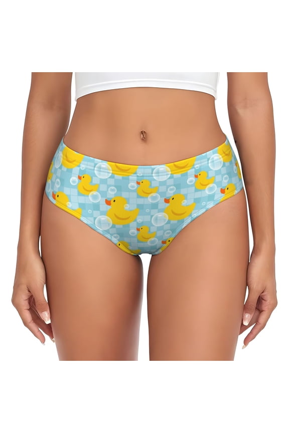 Womens Underwear - Plaid Cartoon Cute Duck Bubble No Show Seamless Underwear for Women, Stretch Women's Panties, Hipster Soft Comfort Ladies Panties Bikini Underwear Briefs