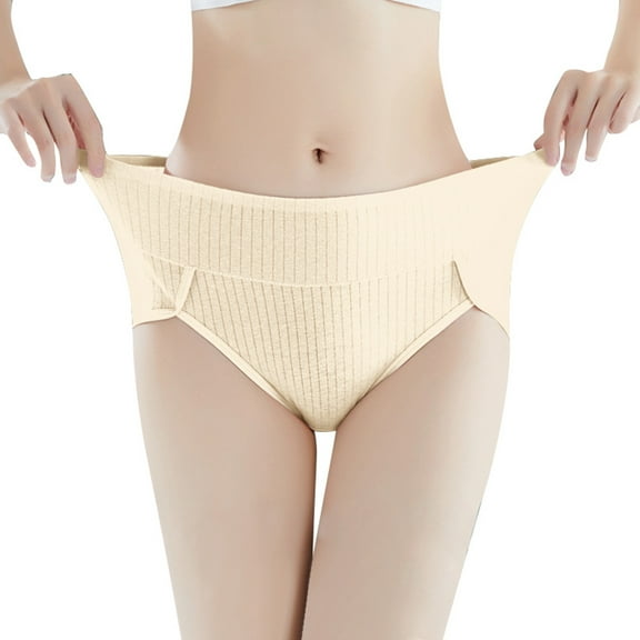 Womens Underwear Plus Size Hi Cut High Waisted Briefs Comfortable Breathable Full Coverage Postpartum Panties