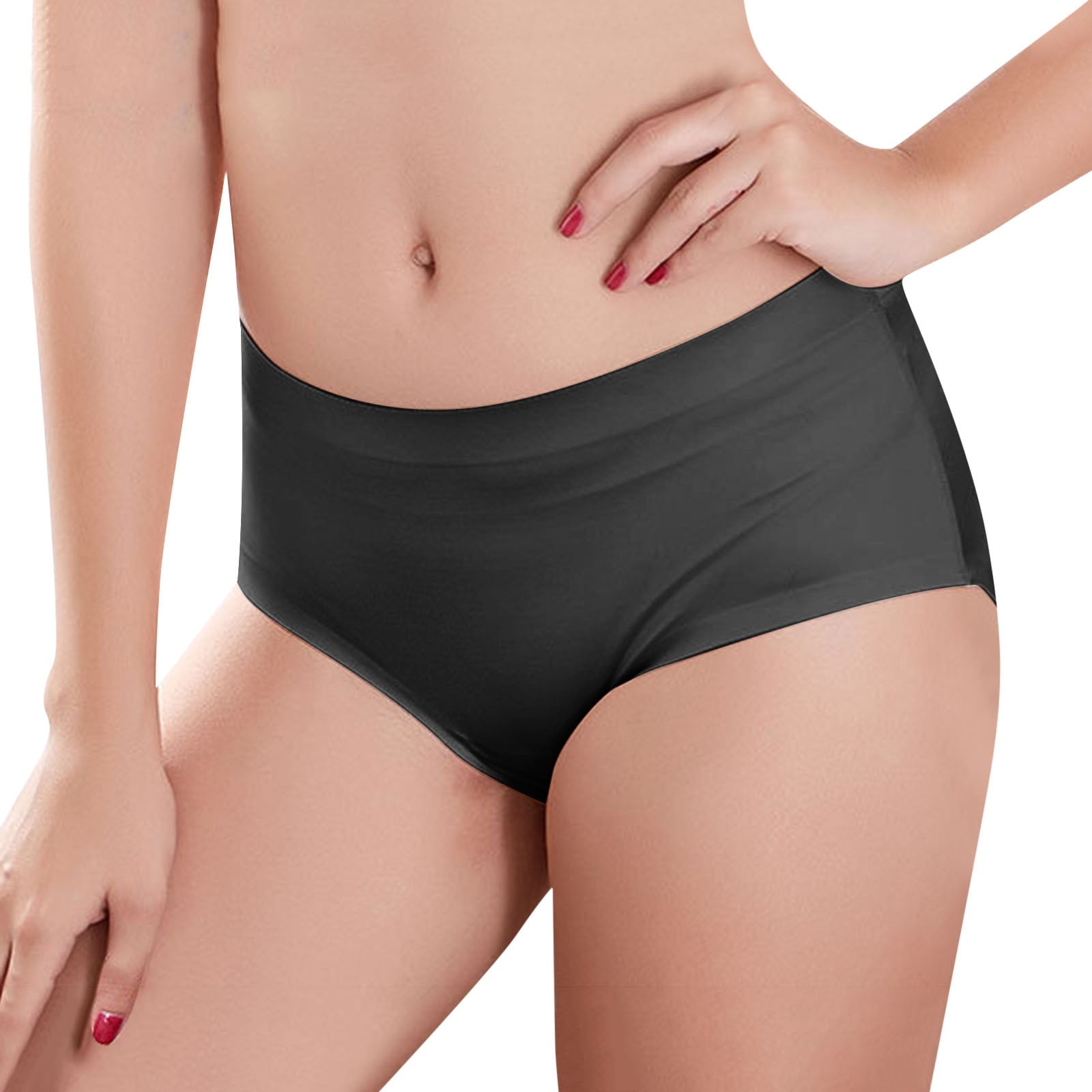 Womens Underwear Plus Size Solid Color Glossy Seamless Soft Mid Waist  Briefs Underwear Women