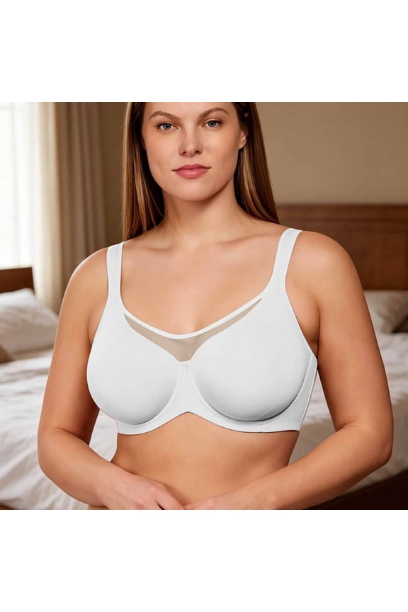 Womens Underwear Plus Size Solid Smooth Bandeau Underwire Shaper Push Up Ultra Thin No Padding Bra White 36E