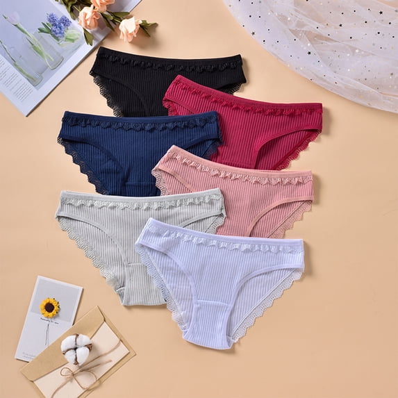 Womens Underwear Plus Size, Xunlbb Women's Cotton Mid Waist Sexy Lace Breathable And Comfortable Seamless Underwear