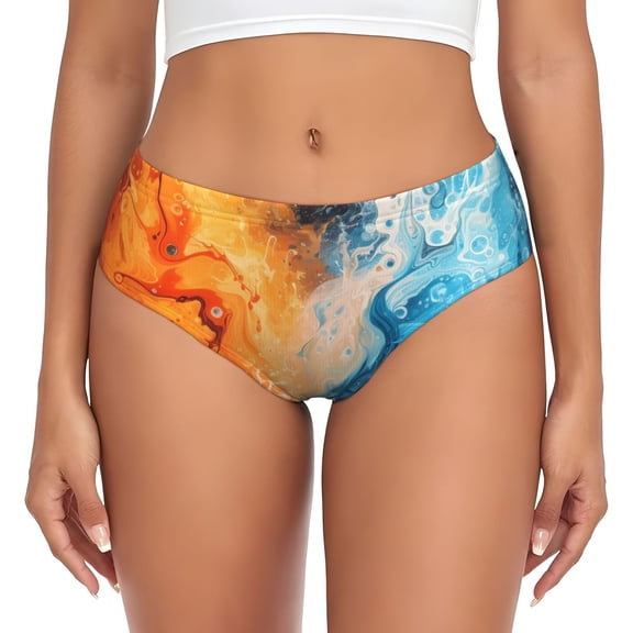 Womens Underwear - Red and Blue Waves No Show Seamless Underwear for Women, Stretch Women's Panties, Hipster Soft Comfort Ladies Panties Bikini Underwear Briefs