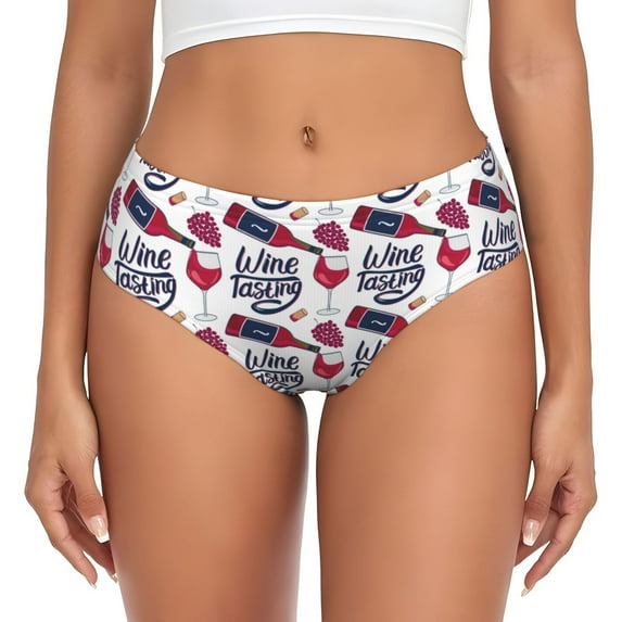 Womens Underwear Red Wine Glass Bottle Cuteness No Show Seamless Underwear for Women, Soft Stretch Women's Panties, Hipster Ladies Panties Bikini Underwear Briefs