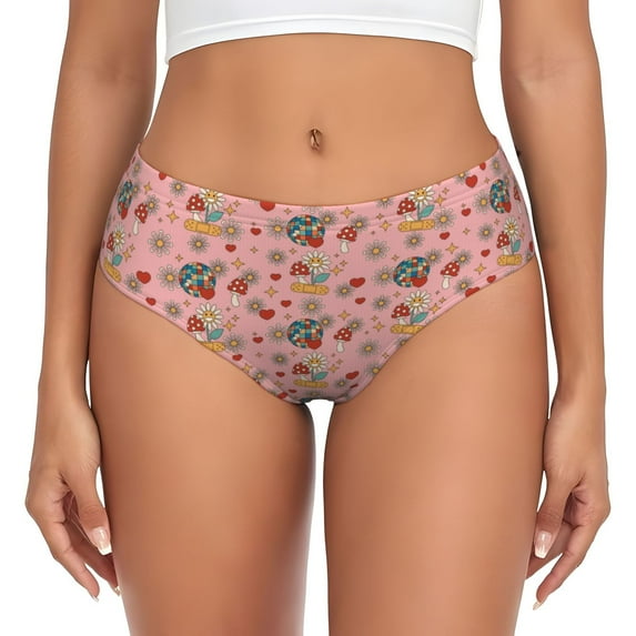 Womens Underwear - Retro 70s 60s Hippie Flower No Show Seamless Underwear for Women, Soft Sexy Stretch Women's Panties, Hipster Ladies Panties Bikini Underwear Briefs