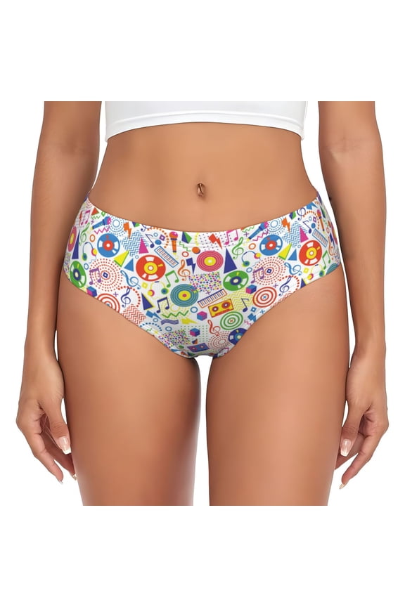 Womens Underwear - Retro Musi Disco No Show Seamless Underwear for Women, Stretch Women's Panties, Hipster Soft Comfort Ladies Panties Bikini Underwear Briefs