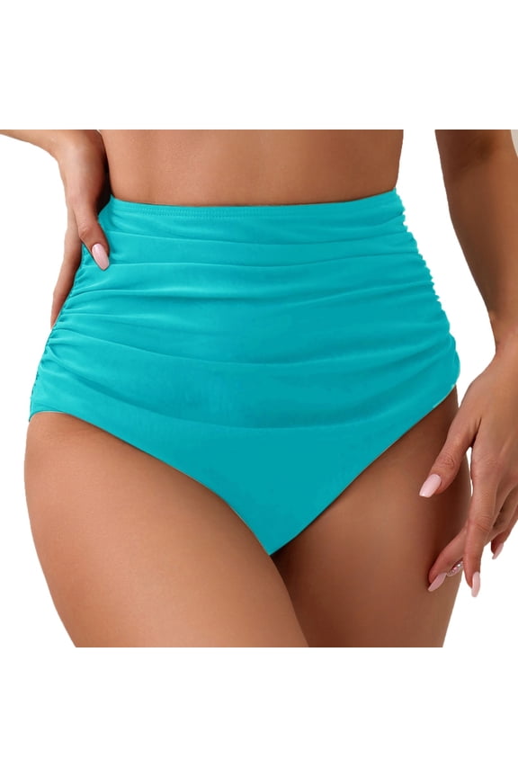 Womens Underwear Retro Ruched Soft Light High Waist Bikini Brief High Waisted Panties for Women Blue M