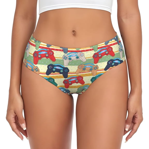 Womens Underwear - Retro With Joysticks No Show Seamless Underwear for Women, Stretch Women's Panties, Hipster Soft Comfort Ladies Panties Bikini Underwear Briefs