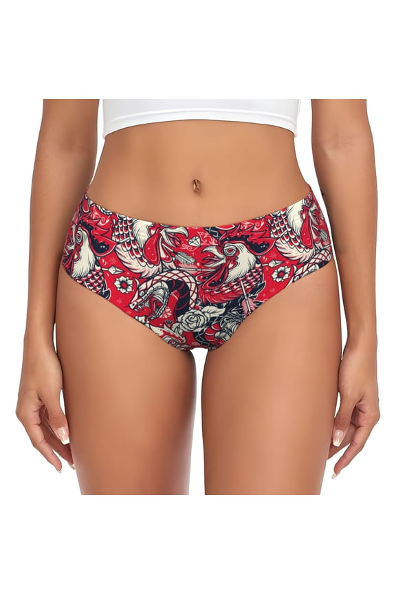 Womens Underwear - Rooster Head No Show Seamless Underwear for Women, Stretch Women's Panties, Hipster Soft Comfort Ladies Panties Bikini Underwear Briefs