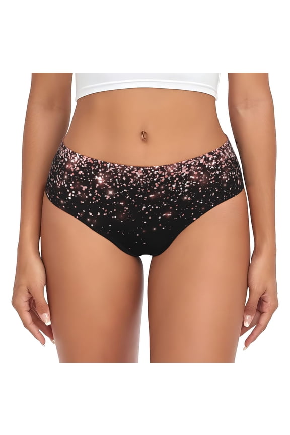 Womens Underwear - Rose Gold Glitter1 No Show Seamless Underwear for Women, Stretch Women's Panties, Hipster Soft Comfort Ladies Panties Bikini Underwear Briefs