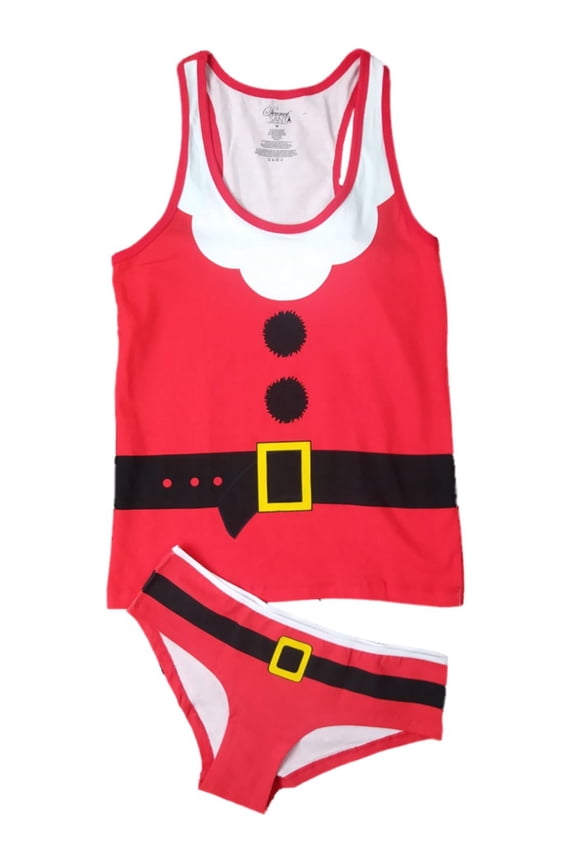 Womens Underwear Santa Clause Pajamas Cami & Undie Christmas Holiday Sleep Set