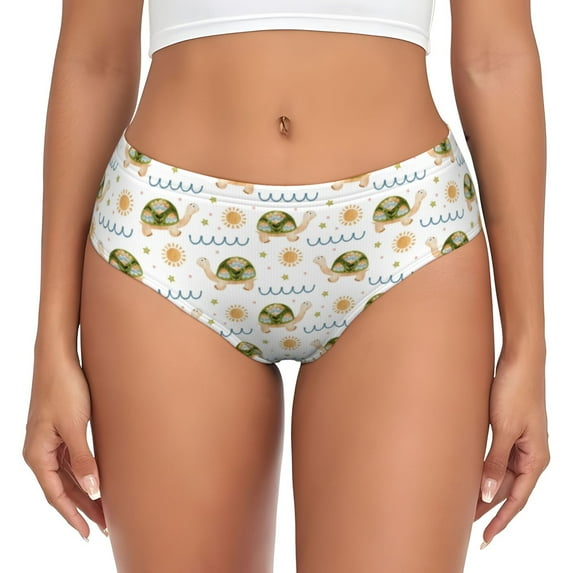 Womens Underwear Sea Turtle Basking in the Sun Cuteness No Show Seamless Underwear for Women, Soft Stretch Women's Panties, Hipster Ladies Panties Bikini Underwear Briefs