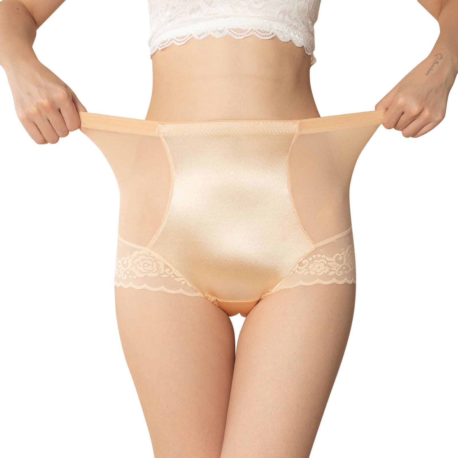 Womens Underwear Seamless Bikini Lace Underwear Half Back Covering Panties  Nylon Granny Panties 