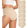 thumbnail image 1 of Womens Underwear Seamless Full Coverage Breathable Briefs No Show Silky Stretch High Waisted Ladies Panties 6 Pack, 1 of 14