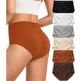 thumbnail image 1 of Womens Underwear Seamless Full Coverage Breathable Briefs No Show Silky Stretch High Waisted Ladies Panties 6 Pack, 1 of 7