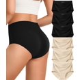 thumbnail image 1 of Womens Underwear Seamless Full Coverage Breathable Briefs No Show Silky Stretch High Waisted Ladies Panties 6 Pack, 1 of 14