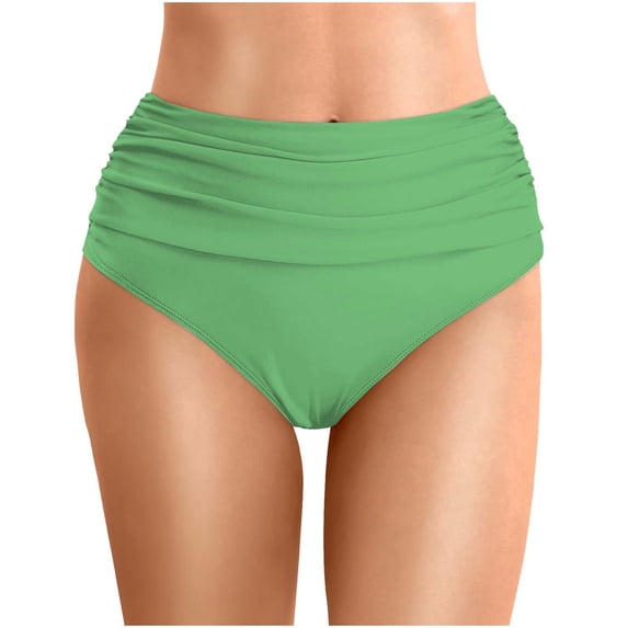 Womens Underwear Seamless Solid Color Waist Length Pleated Double Layered Triangle Beach Clothes for Women,Green,M