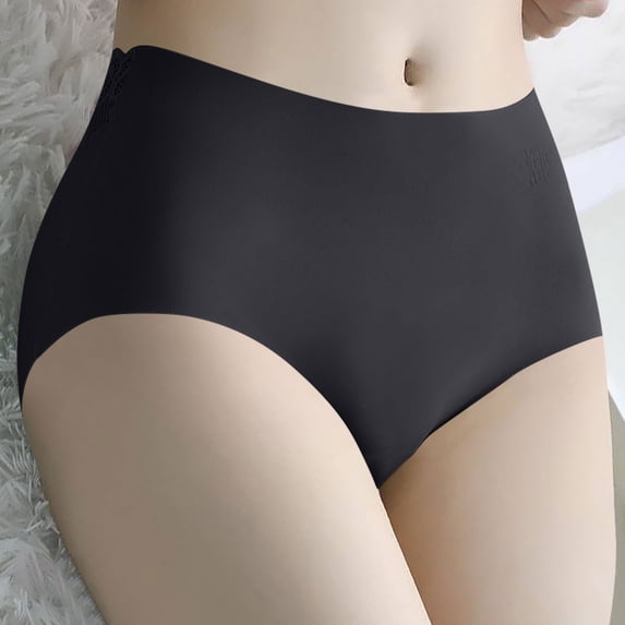 Womens Underwear Seamless Women's New Solid Color Lace Pattern High Waist Waist Panties Black M