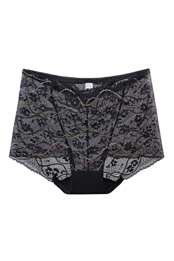 Womens Underwear, Sexy Lingerie for Women Floral Embroidered Sheer Thong Panties Transparent Mesh High Waisted Seamless Underwear Black XL