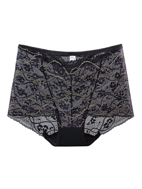 Womens Underwear, Sexy Lingerie for Women Floral Embroidered Sheer Thong Panties Transparent Mesh High Waisted Seamless Underwear Black XL