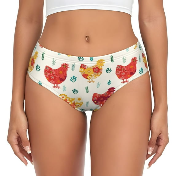 Womens Underwear - No Show Seamless Underwear for Women, Abstract Flower Print Chicken_A Soft Stretch Women's Panties, Hipster Ladies Panties Breathable Bikini Underwear Briefs