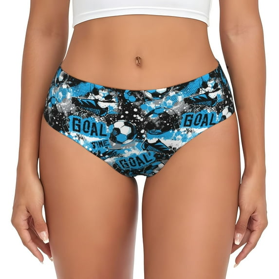 Womens Underwear Football Time Cuteness No Show Seamless Underwear for Women, Soft Stretch Women's Panties, Hipster Ladies Panties Bikini Underwear Briefs