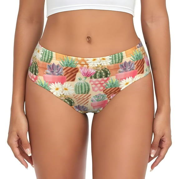 Womens Underwear - No Show Seamless Underwear for Women, High Detail Succulent Soft Stretch Women's Panties, Hipster Ladies Panties Breathable Bikini Underwear Briefs