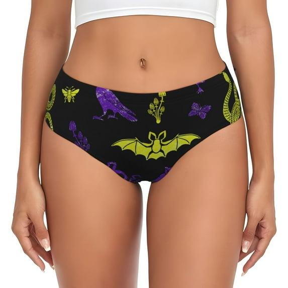 Womens Underwear - No Show Seamless Underwear for Women, Octopus Bird Owl Flying Fish Snake Soft Stretch Women's Panties, Hipster Ladies Panties Breathable Bikini Underwear Briefs