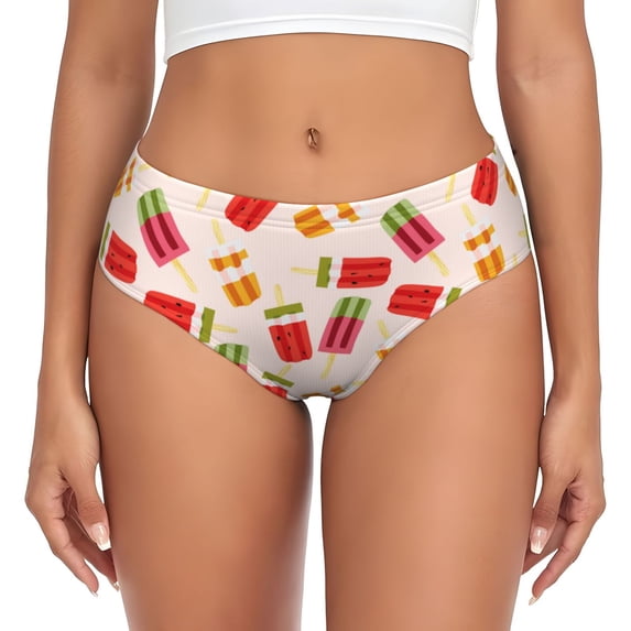 Womens Underwear - No Show Seamless Underwear for Women, Popsicle print Soft Stretch Women's Panties, Hipster Ladies Panties Breathable Bikini Underwear Briefs