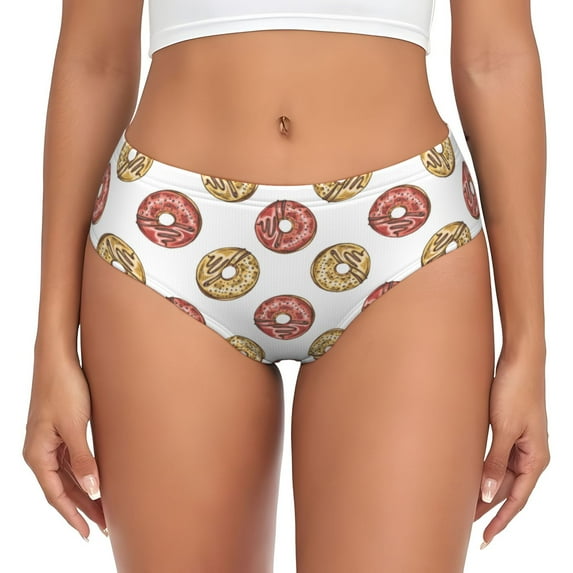 Womens Underwear - Simple Donut Print No Show Seamless Underwear for Women, Stretch Women's Panties, Hipster Soft Comfort Ladies Panties Bikini Underwear Briefs