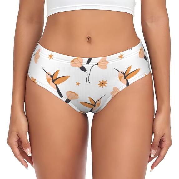 Womens Underwear - Simple Hummingbird Flower No Show Seamless Underwear for Women, Stretch Women's Panties, Hipster Soft Comfort Ladies Panties Bikini Underwear Briefs