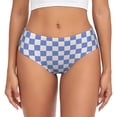 thumbnail image 1 of Womens Underwear - Sky Blue White Plaid No Show Seamless Underwear for Women, Stretch Women's Panties, Hipster Soft Comfort Ladies Panties Bikini Underwear Briefs, 1 of 6