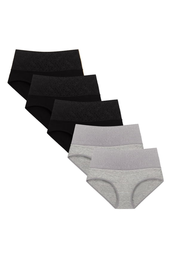 Womens Underwear Soft Cotton High Waist Breathable Solid Color Briefs Panties for Women 5 Pack