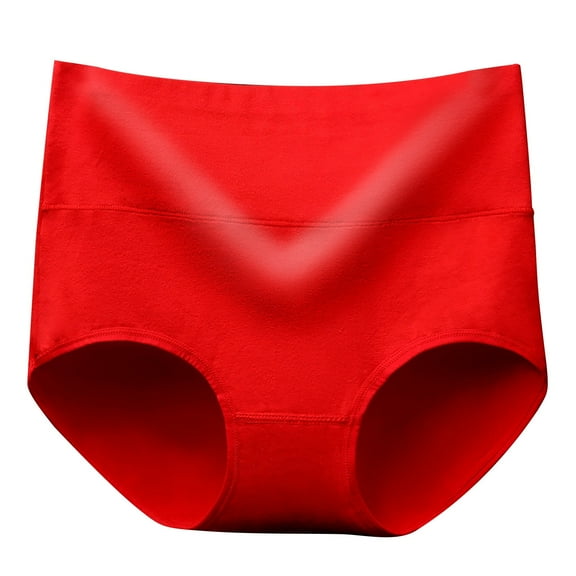Womens Underwear Soft High Waist Breathable Solid Color Briefs Panties for Women Seamless Cotton Briefs for Women Cotton Underwear Women Red L