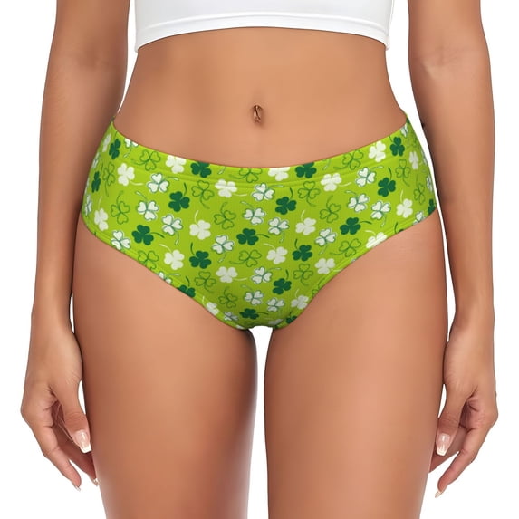 Womens Underwear St Patrick's Day Green Cuteness No Show Seamless Underwear for Women, Soft Stretch Women's Panties, Hipster Ladies Panties Bikini Underwear Briefs