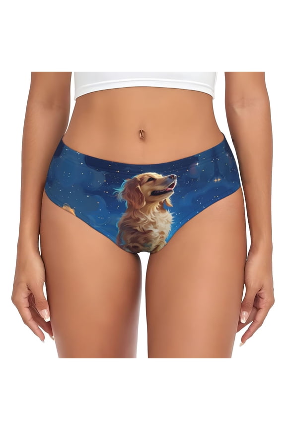 Womens Underwear - Starry Sky Cloud Dog No Show Seamless Underwear for Women, Stretch Women's Panties, Hipster Soft Comfort Ladies Panties Bikini Underwear Briefs