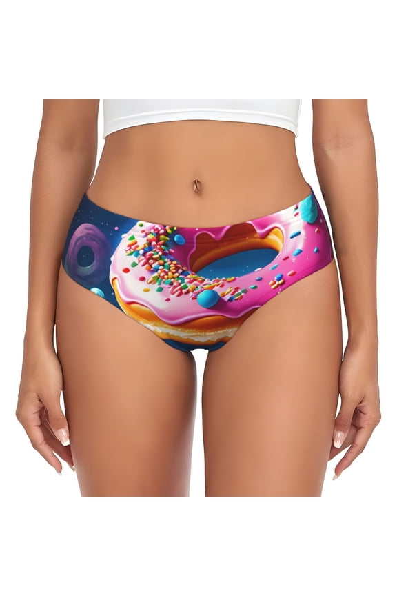 Womens Underwear - Starry Sky Colorful Donut No Show Seamless Underwear for Women, Stretch Women's Panties, Hipster Soft Comfort Ladies Panties Bikini Underwear Briefs