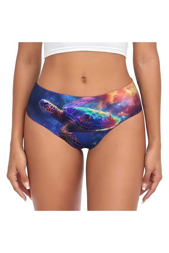 Womens Underwear - Starry Sky Turtle No Show Seamless Underwear for Women, Stretch Women's Panties, Hipster Soft Comfort Ladies Panties Bikini Underwear Briefs