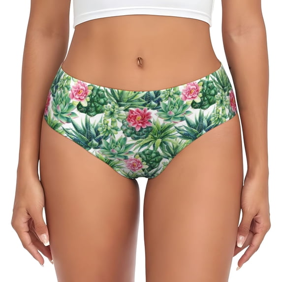 Womens Underwear Succulents 1 Cuteness No Show Seamless Underwear for Women, Soft Stretch Women's Panties, Hipster Ladies Panties Bikini Underwear Briefs