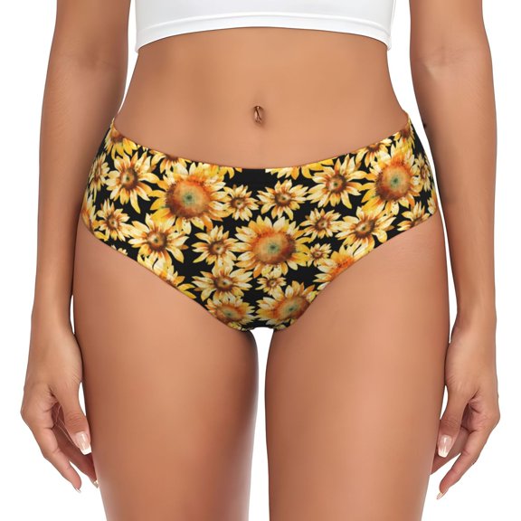 Womens Underwear - Sunflowers 1 No Show Seamless Underwear for Women, Stretch Women's Panties, Hipster Soft Comfort Ladies Panties Bikini Underwear Briefs