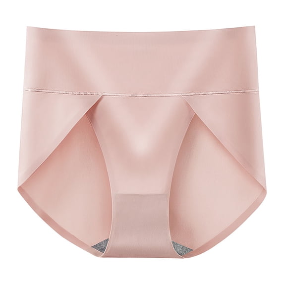 Womens Underwear Tagless Cotton High Waist High Cut Full Coverage Soft Brief Panties for Women Pink 2XL