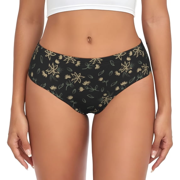 Womens Underwear - Tropic floral flower No Show Seamless Underwear for Women, Stretch Women's Panties, Hipster Soft Comfort Ladies Panties Bikini Underwear Briefs