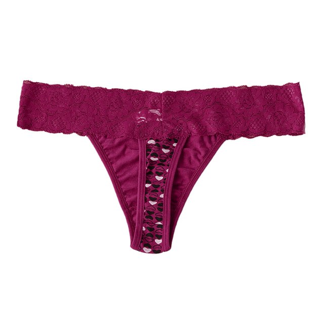 Womens Underwear Tummy Control Lce Low Waist Through Waist Bikini Brief Thong Panties,6 Pack