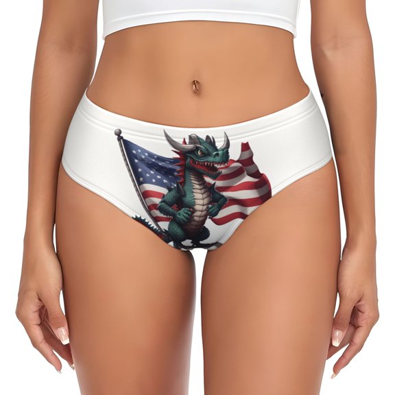 Womens Underwear - USA Patriotic Dragon No Show Seamless Underwear for Women, Stretch Women's Panties, Hipster Soft Comfort Ladies Panties Bikini Underwear Briefs