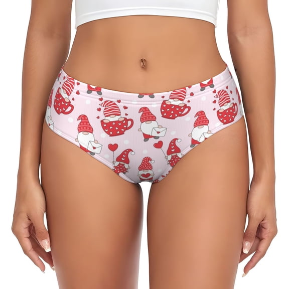 Womens Underwear - Valentine Gnomes No Show Seamless Underwear for Women, Stretch Women's Panties, Hipster Soft Comfort Ladies Panties Bikini Underwear Briefs