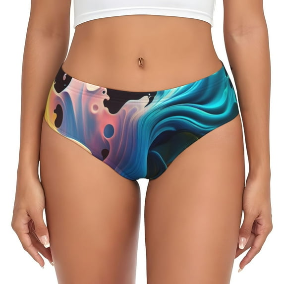Womens Underwear - Vibrant Fluid Motion Art No Show Seamless Underwear for Women, Soft Stretch Womens Panties, Hipster Ladies Panties Bikini Underwear Briefs