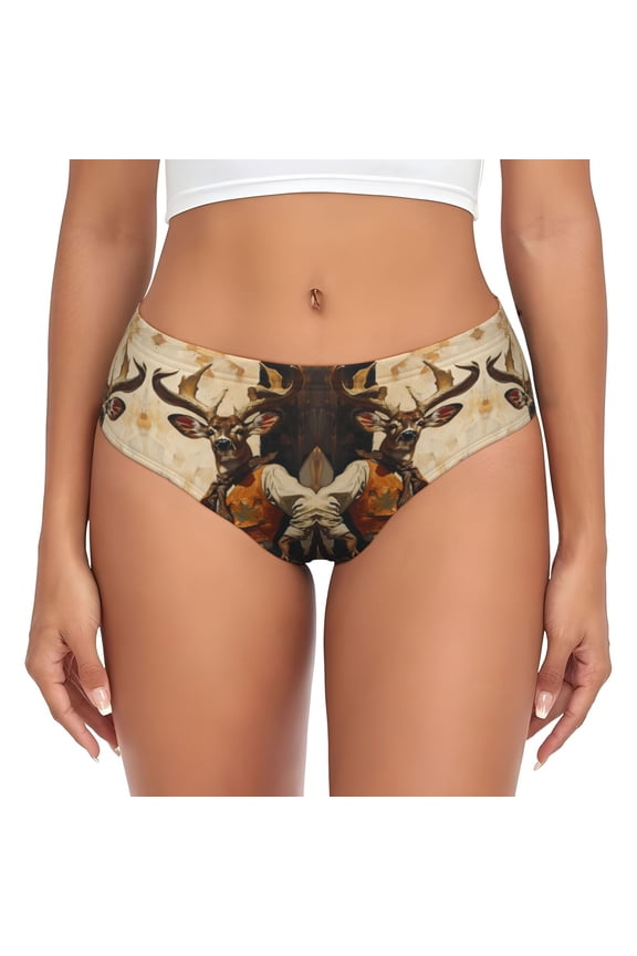 Womens Underwear - Vintage Style Elk No Show Seamless Underwear for Women, Stretch Women's Panties, Hipster Soft Comfort Ladies Panties Bikini Underwear Briefs