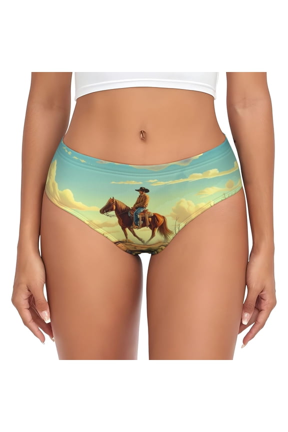 Womens Underwear - Western Sky Desert Cowboy No Show Seamless Underwear for Women, Stretch Women's Panties, Hipster Soft Comfort Ladies Panties Bikini Underwear Briefs