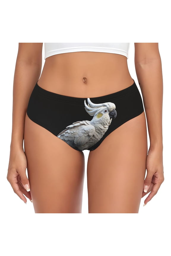 Womens Underwear - White Red Cockatoo No Show Seamless Underwear for Women, Stretch Women's Panties, Hipster Soft Comfort Ladies Panties Bikini Underwear Briefs