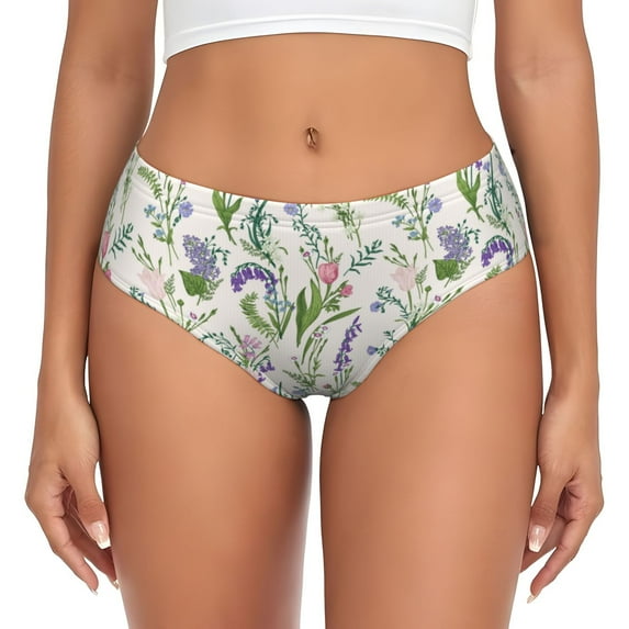 Womens Underwear - Wisteria flower No Show Seamless Underwear for Women, Soft Sexy Stretch Women's Panties, Hipster Ladies Panties Bikini Underwear Briefs