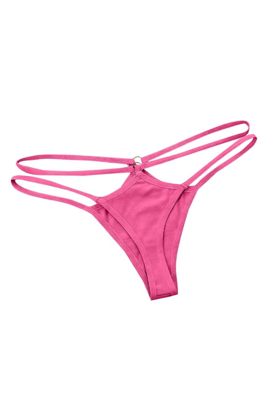 Womens Underwear, Women Sexy Strappy Thong Panties Soft Stretch Breathable No Show Underwear Fashion Cheeky V Waist Ventilate Lingerie Hot Pink M